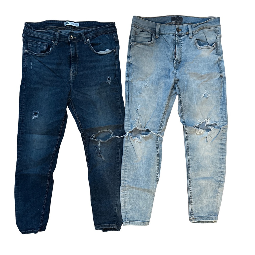 Zara Men's Skinny Jeans in Dark and Light Blue - size 32